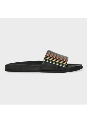 Paul Smith Black 'Signature Stripe' Leather 'Bellagio' Slides