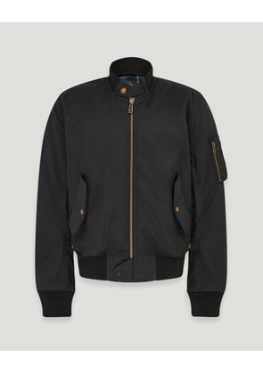 Belstaff Brecon Motorcycle Bomber Jacket Men's Waxed Cotton Black Size S