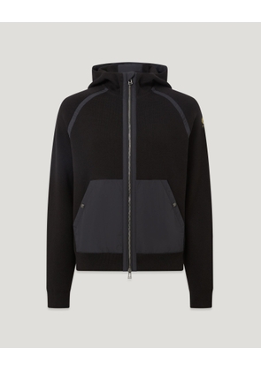 Belstaff View Hooded Full Zip Men's Cotton Milano Mix Media Black Size 2XL
