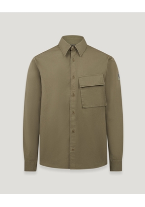 Belstaff Scale Shirt Men's Garment Dye Cotton True Olive Size S