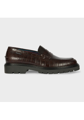 PS Paul Smith Brown Croc-Emboss 'Bolzano' Loafers