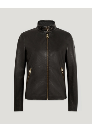 Belstaff Kerr Jacket Women's Calf Satin Leather Black Size S