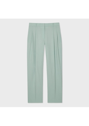 PS Paul Smith Women's Pale Green Wool Hopsack Trousers