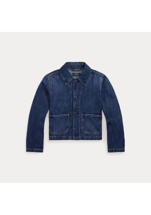 Logo Cotton Denim Boxy Jacket