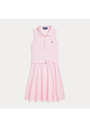 Belted Oxford Mesh Polo Dress