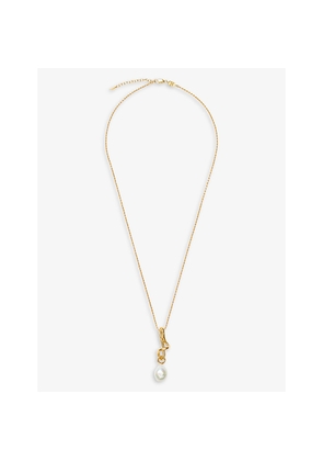 Womens Missoma Molten Knot 18ct Recycled Yellow Gold-Plated and Pearl Brass Pendant Necklace