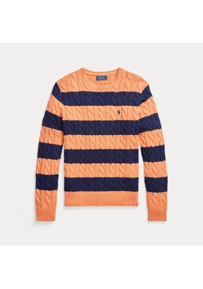 Cable-Knit Striped Cotton Jumper