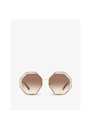 Womens Chloe Ch0046S Hexagonal-Framed Metal Sunglasses