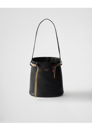Prada Buckle leather bucket bag with jeweled belt