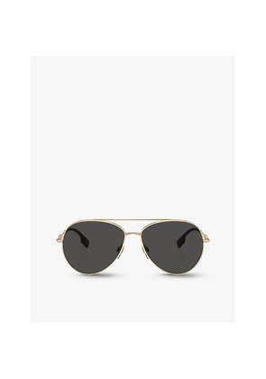 Burberry Be3147 Pilot-Frame Metal Sunglasses