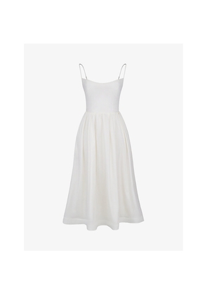 Womens House of CB Lolita Square-Neck Fitted-Bodice Stretch-Cotton Midi Dress