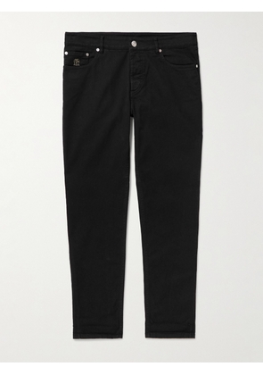 Brunello Cucinelli - Slim-Fit Straight-Leg Logo-Embroidered Jeans - Men - Black - IT 46