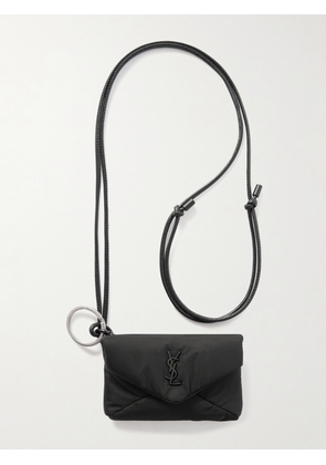 SAINT LAURENT - Cassandre Logo-Appliquéd Leather-Trimmed Quilted Padded Nylon Pouch - Men - Black