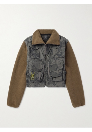 BRAIN DEAD - South2 West8 Fleece-Trimmed Logo-Embroidered Camouflage-Print Cotton Jacket - Men - Gray - S