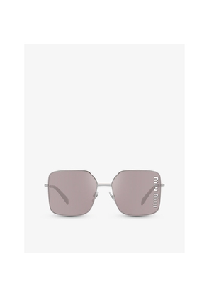 Womens Miu Miu Mu 51Ys Square-Frame Metal Sunglasses