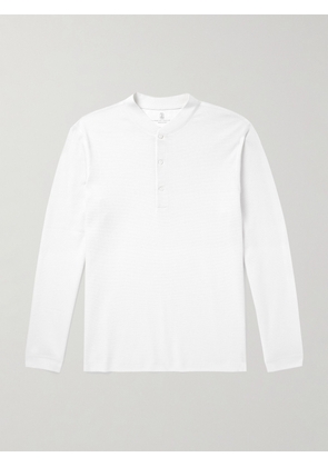 Brunello Cucinelli - Cotton and Silk-Blend Henley T-Shirt - Men - White - S