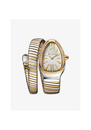 Bvlgari Serpenti Tubogas 18ct Yellow-Gold, Stainless Steel and Brilliant-Cut Diamond Quartz Watch