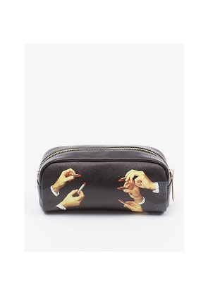 Seletti Wears Toilerpaper Lipstick-Print Canvas Cosmetic Case 20.5cm x 7cm