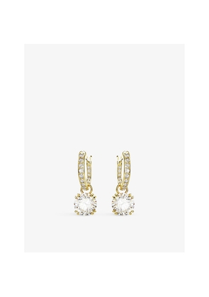 Womens Swarovski Constella Brass and Zirconia Drop Earrings