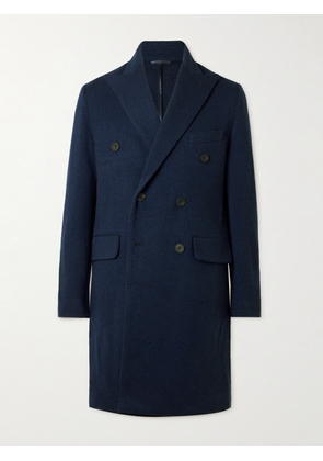 Richard James - Double-Breasted Herringbone Cashmere Coat - Men - Blue - M