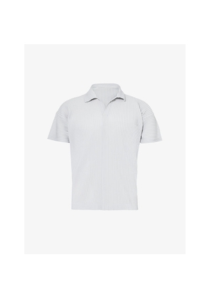 Mens Homme Plisse Issey Miyake Pleated Regular-Fit Knitted Polo Shirt