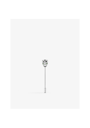 Mens Panthère De Cartier Palladium-Plated Sterling Silver and Lacquer Tie Pin