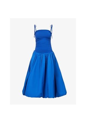 Womens Amy Lynn Alexa Puffed-Hem Stretch-Woven Midi Dress