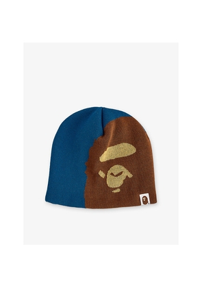 Mens A Bathing Ape Ape Head Knitted Cotton-Blend Beanie Hat