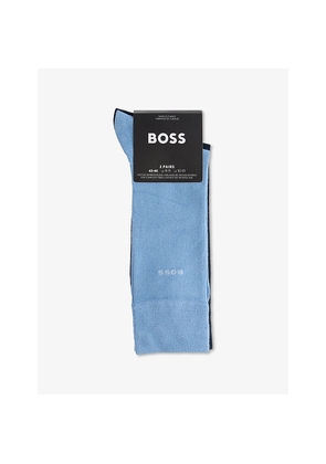 Mens Boss Intarsia-Logo Crew-Length Pack Of Two Stretch-Knit Socks