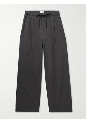 Amomento - Wide-Leg Poplin Drawstring Trousers - Men - Gray - M