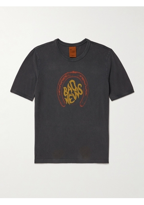 Nudie Jeans - Ricky Bad News Printed Cotton-Jersey T-Shirt - Men - Gray - XS