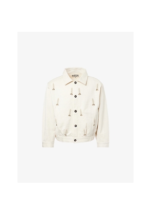 Mens Kartik Research Pleated Embroidered-Motif Cotton Jacket