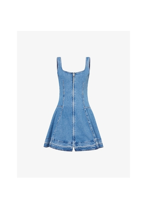 Womens Simkhai Eleodra Flared Stretch-Denim Mini Dress