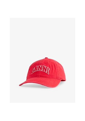 Womens Ganni Washed Logo-Embroidered Cotton-Canvas Cap
