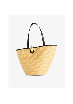 Womens Jacquemus The Bambola Asymmetric Raffia-Effect Woven Bucket Bag