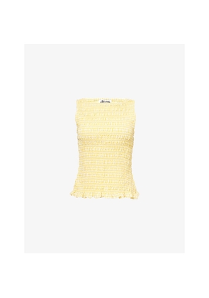 Womens Amy Lynn Sonya Shirred Cotton-Poplin Top