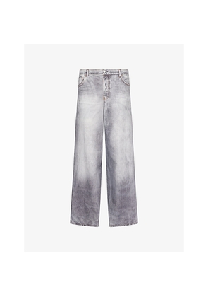 Womens Acne Studios Trompe L'Oeil-Print Straight-Leg Cotton Trousers