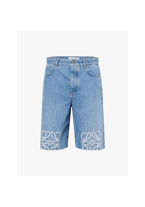 Mens Loewe Anagram Relaxed-Fit Denim Shorts