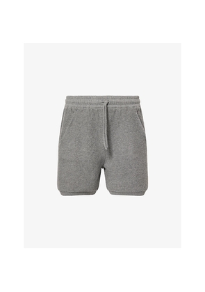 Mens Loewe Branded-Waistband Drawstring Wool-Blend Shorts
