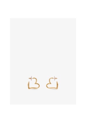 Womens Maje Heart Brass Hoop Earrings
