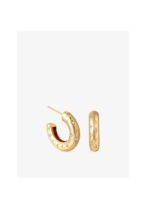 Womens Astrid & Miyu Cosmic Star Dome 18ct Gold-Plated Brass and Cubic Zirconia Hoop Earrings