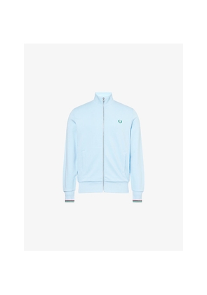 Mens Fred Perry Embroidered-Logo Zip-Through Cotton-Jersey Jacket
