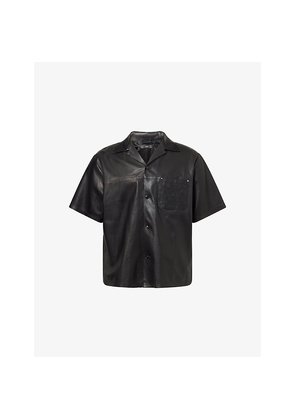 Mens Amiri Short-Sleeve Leather Camp Shirt