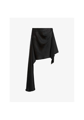 Womens Allsaints Sami Asymmetric-Hem Woven Mini Skirt