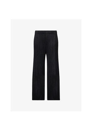 Womens Pleats Please Issey Miyake Thicker Bottoms Wide-Leg Knitted Trousers