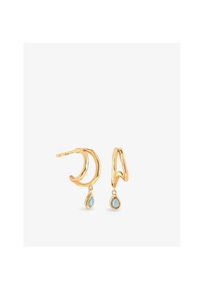 Womens Astrid & Miyu Illusion Opal Charm 18ct Yellow Gold-Plated Sterling-Silver and Nano-Gem Huggie Hoop Earrings