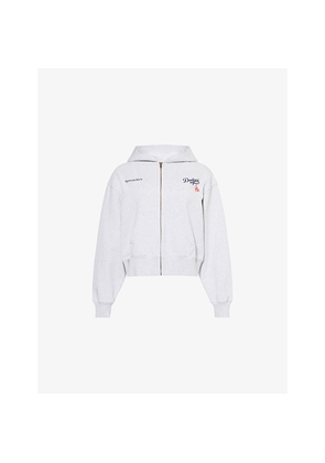 Womens Sporty & Rich Dodgers Serif Cropped Cotton-Jersey Hoody
