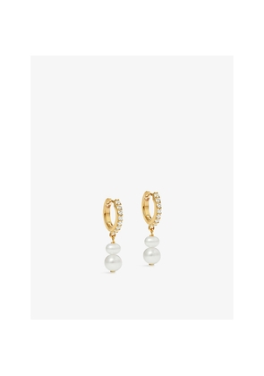 Womens Astley Clarke Pearls 18ct Yellow Gold Vermeil, Freshwater Pearl and White Sapphire Drop Huggies