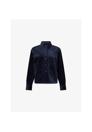 Womens Me And Em Boxy Classic-Collar Cotton-Corduroy Shirt