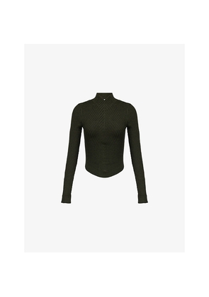 Womens Victoria Beckham Ribbed High-Neck Wool Top